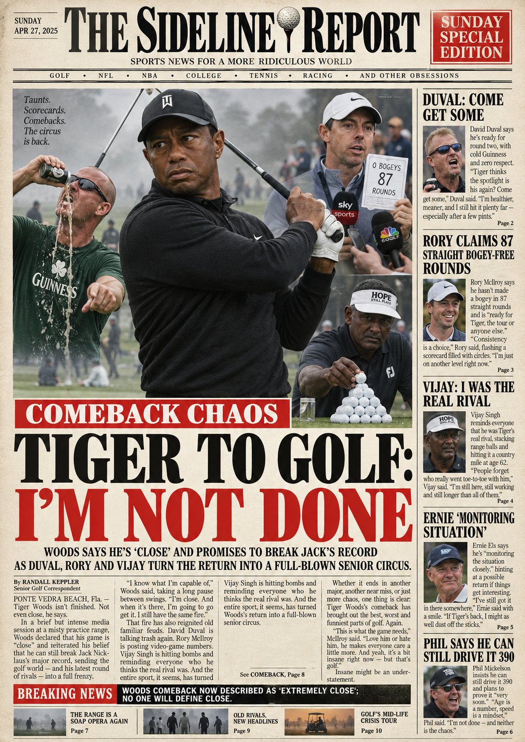 Golf Comeback Special — original newspaper cover