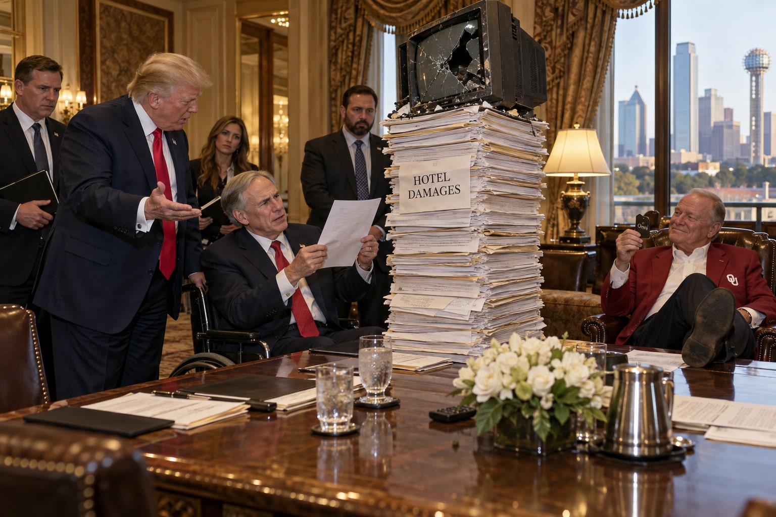 An emergency hotel-damage summit reaches an impasse over Switzer’s definition of a refundable deposit.