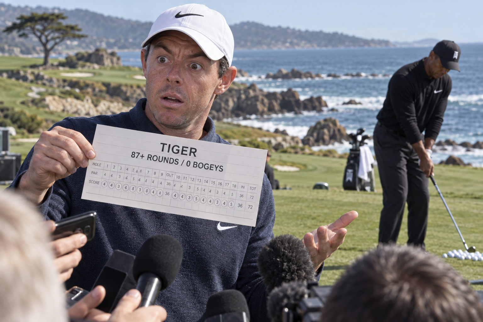 Rory McIlroy presents Tiger’s extraordinary bogey-free scorecard at Pebble Beach.