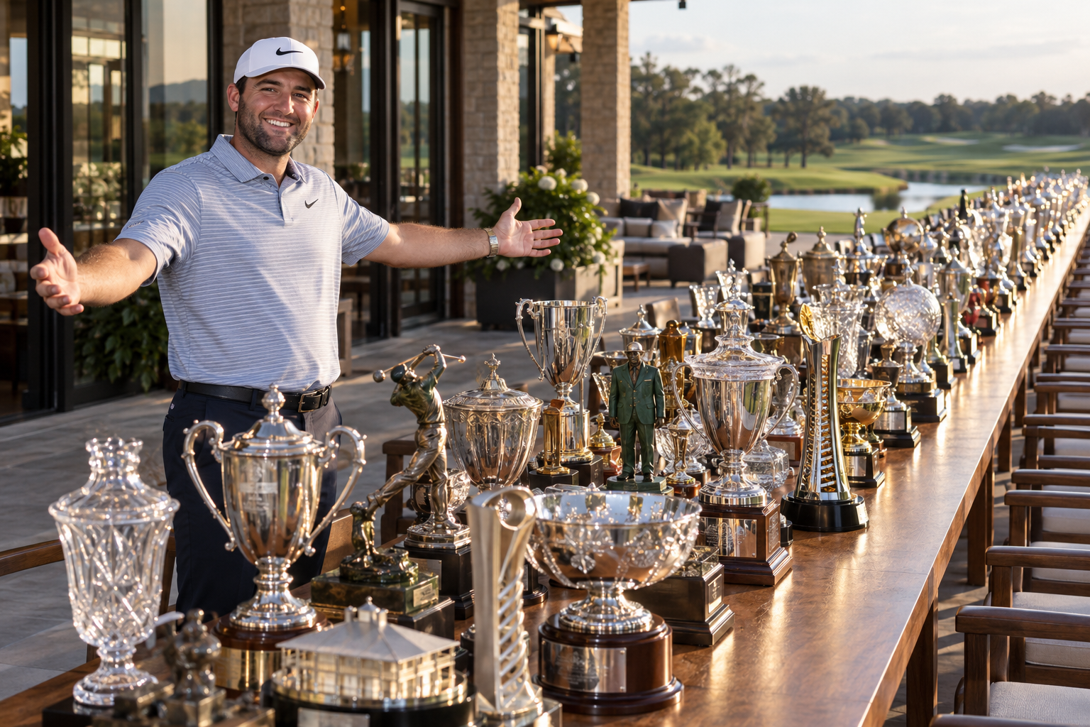 Scottie Scheffler welcomes another season’s worth of trophies.