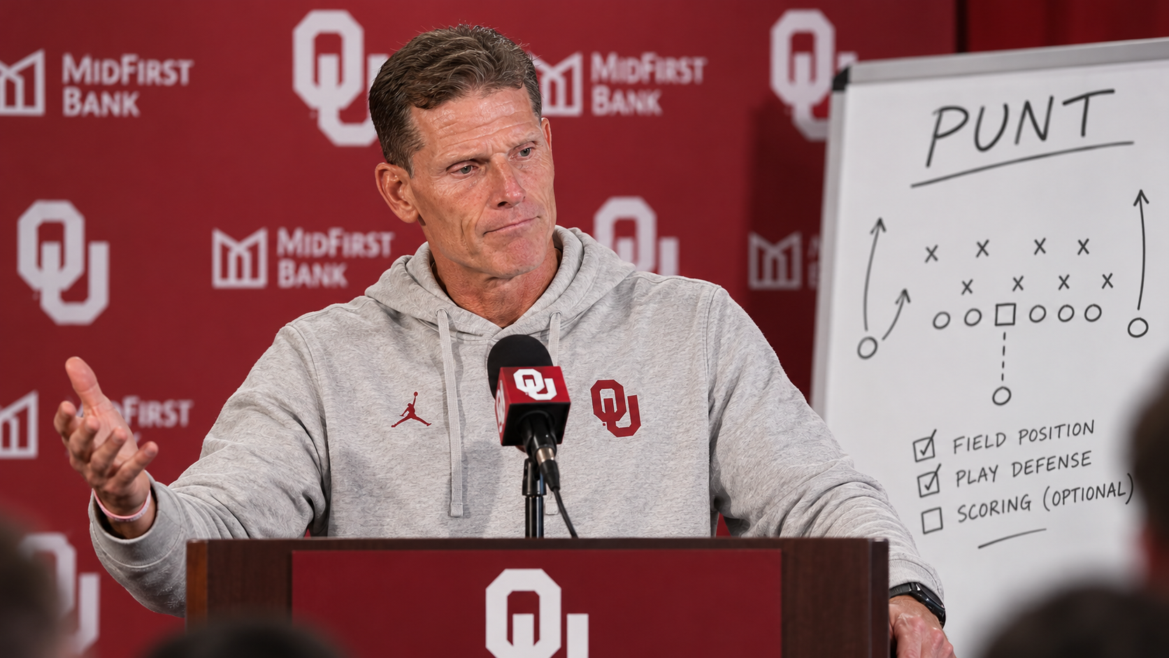 Brent Venables presents the Sooners’ game plan: punt, play defense, and win 2–0 with a safety and a shutout.